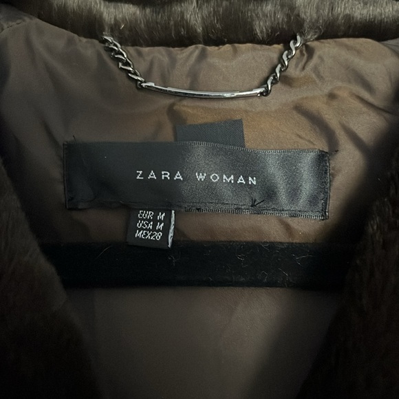 ZARA JACKET DOWN with faux fur collar and hood - Picture 4 of 13